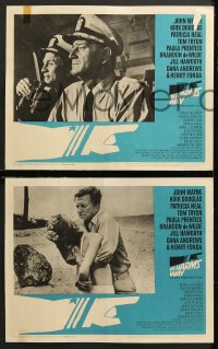 9g185 IN HARM'S WAY 8 LCs 1965 John Wayne, Kirk Douglas, Otto Preminger, great Saul Bass border art!