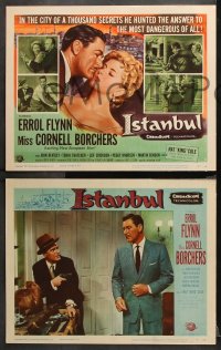 9g196 ISTANBUL 8 LCs 1957 great images of Cornell Borchers, Errol Flynn in Turkey, Nat King Cole!