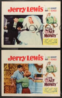 9g202 IT'S ONLY MONEY 8 LCs 1962 wacky private eye Jerry Lewis, cool border art!