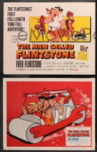 9g232 MAN CALLED FLINTSTONE 8 LCs 1966 Hanna-Barbera, Fred, Barney, cartoon spy spoof!