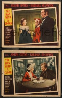 9g797 MAN WITH A CLOAK 3 LCs 1951 gorgeous Barbara Stanwyck, Joseph Cotten & pretty Leslie Caron!