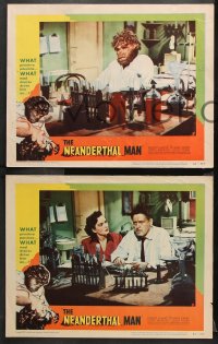 9g802 NEANDERTHAL MAN 3 LCs 1953 includes great wacky image of monster in laboratory!