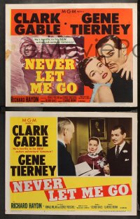 9g259 NEVER LET ME GO 8 LCs 1953 Clark Gable & pretty Gene Tierney get married!