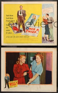 9g273 ONCE A THIEF 8 LCs 1950 Cesar Romero has his way with June Havoc & Marie McDonald!
