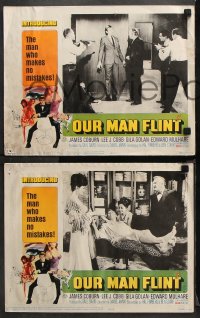 9g805 OUR MAN FLINT 3 LCs 1966 James Coburn & beautiful Gila Golan, James Bond spy spoof!