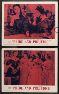 9g808 PRIDE & PREJUDICE 3 LCs R1962 Laurence Olivier & Greer Garson, from Jane Austen's novel!