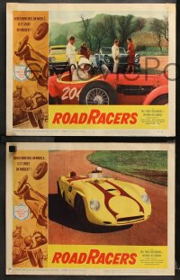 9g625 ROADRACERS 5 LCs 1959 great race car scene, American Grand Prix art in the border!