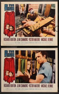 9g317 ROBE 8 LCs R1963 young Richard Burton & Michael Rennie in story of love & faith!
