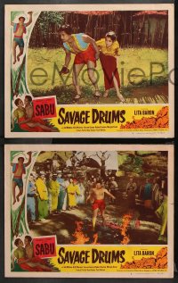9g815 SAVAGE DRUMS 3 LCs 1951 great images of Sabu, new adventure & thrills, primitive passions!
