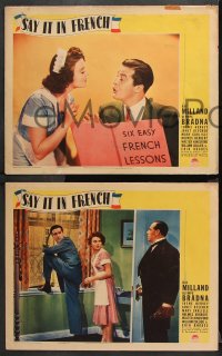 9g816 SAY IT IN FRENCH 3 LCs 1938 Ray Milland with sexy Olympe Bradna & Irene Hervey!