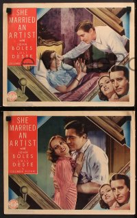 9g821 SHE MARRIED AN ARTIST 3 LCs 1937 romantic close ups of John Boles & beautiful Luli Deste!