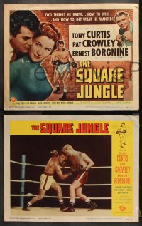 9g349 SQUARE JUNGLE 8 LCs 1956 Pat Crowley, Borgnine, boxing Tony Curtis fighting in the ring!
