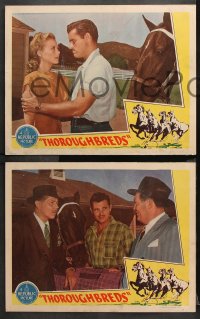 9g574 THOROUGHBREDS 6 LCs 1945 art of jockey Tom Neal & Adele Mara with champion race horse!