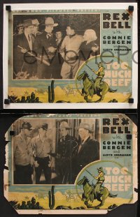 9g745 TOO MUCH BEEF 4 LCs 1936 cattle rustling cowboy western, Rex Bell, Constance 'Connie' Bergen!
