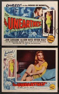 9g393 UNEARTHLY 8 LCs 1957 John Carradine & sexy Sally Todd lured to the house of monsters!