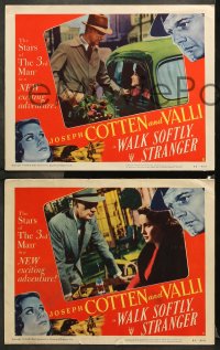 9g841 WALK SOFTLY STRANGER 3 LCs 1950 Joseph Cotten & pretty Alida Valli, cool film noir images!