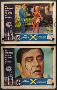 9g412 X: THE MAN WITH THE X-RAY EYES 8 LCs 1963 AIP sci-fi, it strips souls, sexy women & money!