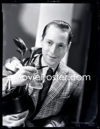 9h055 FRANCHOT TONE camera original 8x10 negative 1930s MGM studio portrait with golf clubs & pipe!