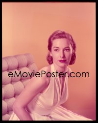 9h198 23 PACES TO BAKER STREET 4x5 transparency 1956 pretty Vera Miles seated in halter top dress!