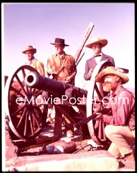 9h191 ALAMO group of 2 4x5 transparencies 1960 John Wayne, Richard Widmark & Harvey by cannon!