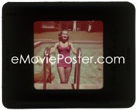 9h243 BETTY KOCH group of 2 2x2 transparencies 1950s great portraits in swimsuit at her pool!