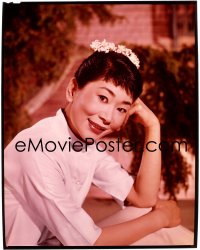 9h119 FLOWER DRUM SONG 8x10 transparency 1962 smiling Miyoshi Umeki resting her head on her hand!