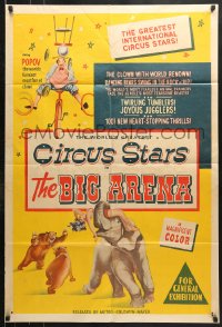 9j431 BIG ARENA Aust 1sh 1960s Popov the funniest most famed clown, animals & circus stars!