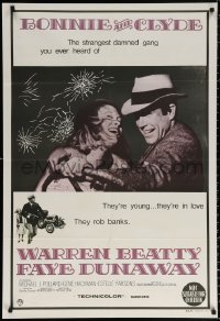 9j439 BONNIE & CLYDE Aust 1sh R1970s notorious crime duo Warren Beatty & Faye Dunaway!