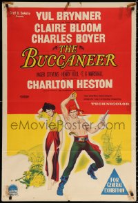 9j442 BUCCANEER Aust 1sh 1958 Yul Brynner, Charlton Heston, directed by Anthony Quinn!