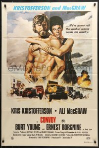 9j451 CONVOY Aust 1sh 1978 Gadino art of barechested trucker Kris Kristofferson & sexy Ali McGraw!