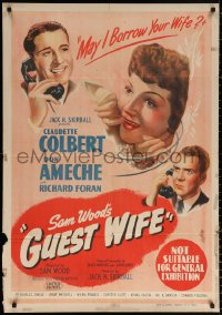 9j476 GUEST WIFE Aust 1sh 1945 Don Ameche asks Dick Foran if he can borrow Claudette Colbert!