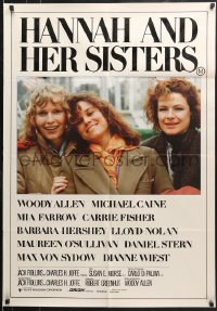 9j477 HANNAH & HER SISTERS Aust 1sh 1986 Woody Allen, Mia Farrow, Carrie Fisher, Barbara Hershey