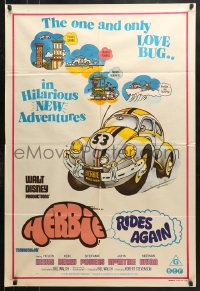 9j479 HERBIE RIDES AGAIN Aust 1sh 1974 Disney, Volkswagen Beetle, the Love Bug is doing his thing!