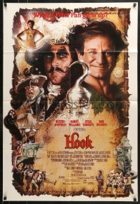 9j482 HOOK Aust 1sh 1991 artwork of pirate Dustin Hoffman & Robin Williams by Drew Struzan!