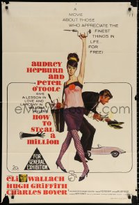 9j483 HOW TO STEAL A MILLION Aust 1sh 1966 different art of sexy Audrey Hepburn & Peter O'Toole!