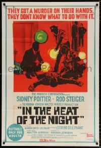 9j488 IN THE HEAT OF THE NIGHT Aust 1sh 1967 Sidney Poitier, Rod Steiger, Warren Oates, cool crime art!