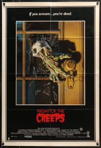 9j516 NIGHT OF THE CREEPS video Aust 1sh 1986 Bob Larkin art of zombie hand smashing through door window