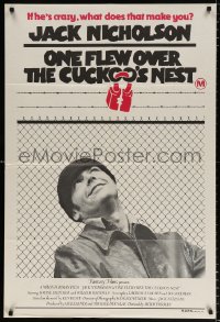 9j520 ONE FLEW OVER THE CUCKOO'S NEST Aust 1sh 1976 great image of Nicholson, Milos Forman classic!