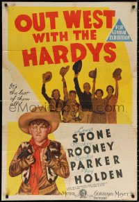9j523 OUT WEST WITH THE HARDYS Aust 1sh 1939 cowboy Mickey Rooney as Andy Hardy, Lewis Stone