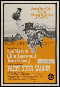 9j525 PAINT YOUR WAGON Aust 1sh R1970s art of Clint Eastwood, Lee Marvin & Jean Seberg!