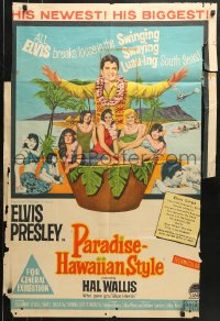 9j526 PARADISE - HAWAIIAN STYLE Aust 1sh 1966 Elvis Presley on the beach with sexy tropical babes!