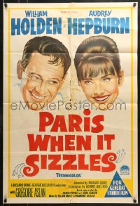 9j527 PARIS WHEN IT SIZZLES Aust 1sh 1964 close-up of pretty Audrey Hepburn & William Holden!