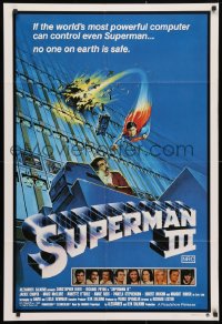 9j551 SUPERMAN III Aust 1sh 1983 art of Christopher Reeve flying toward Richard Pryor!