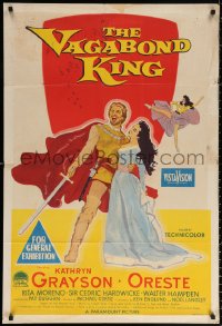 9j565 VAGABOND KING Aust 1sh 1956 Michael Curtiz, art of pretty Kathryn Grayson & Oreste w/ sword!