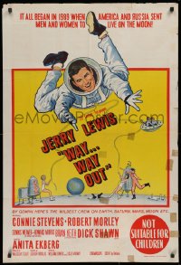 9j570 WAY WAY OUT Aust 1sh 1966 art of astronaut Jerry Lewis sent to live on the moon in 1989!