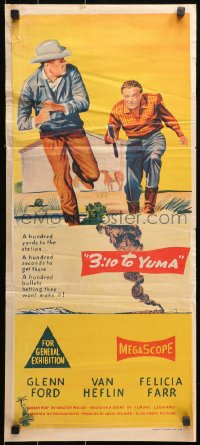 9j581 3:10 TO YUMA Aust daybill 1957 Glenn Ford, Van Heflin, Felicia Farr, from Elmore Leonard's story!