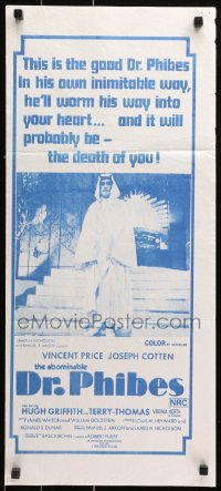 9j583 ABOMINABLE DR. PHIBES Aust daybill R1970s Price has two sides, he'll be the death of you!