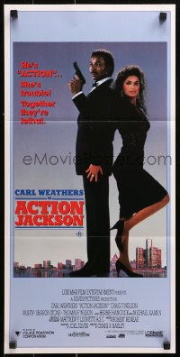 9j587 ACTION JACKSON Aust daybill 1988 Carl Weathers, Craig T. Nelson, Sharon Stone, sexy Vanity!