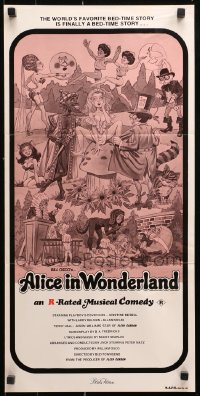 9j590 ALICE IN WONDERLAND Aust daybill R1980s x-rated, sexy Playboy cover girl Kristine De Bell!