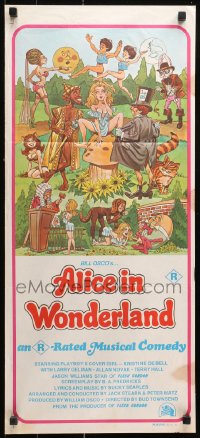 9j589 ALICE IN WONDERLAND Aust daybill 1976 x-rated, sexy Playboy cover girl Kristine De Bell!